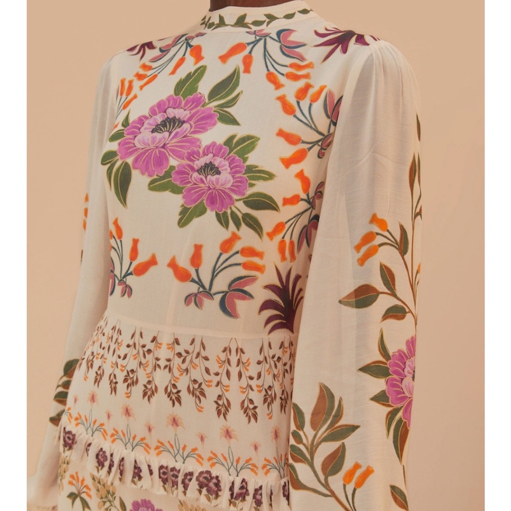 ♥️ FARM Rio Cream Winter Garden Ruffle Maxi Dress - Picture 5 of 11
